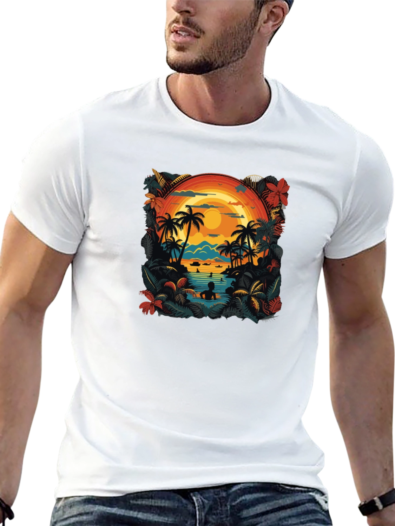 Tropical Sunset Graphic Tee - Island Vibes