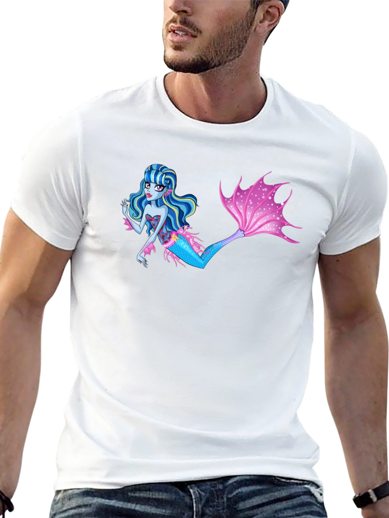 Mermaid Graphic Black T-Shirt