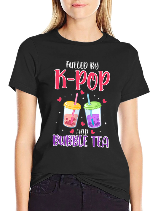 Fueled By K-Pop and Bubble Tea Black T-Shirt