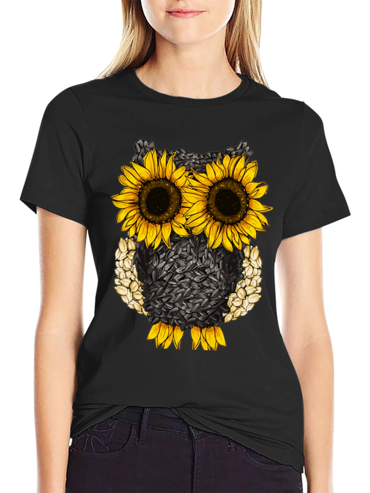 Sunflower Owl T-Shirt - Unique Graphic Tee