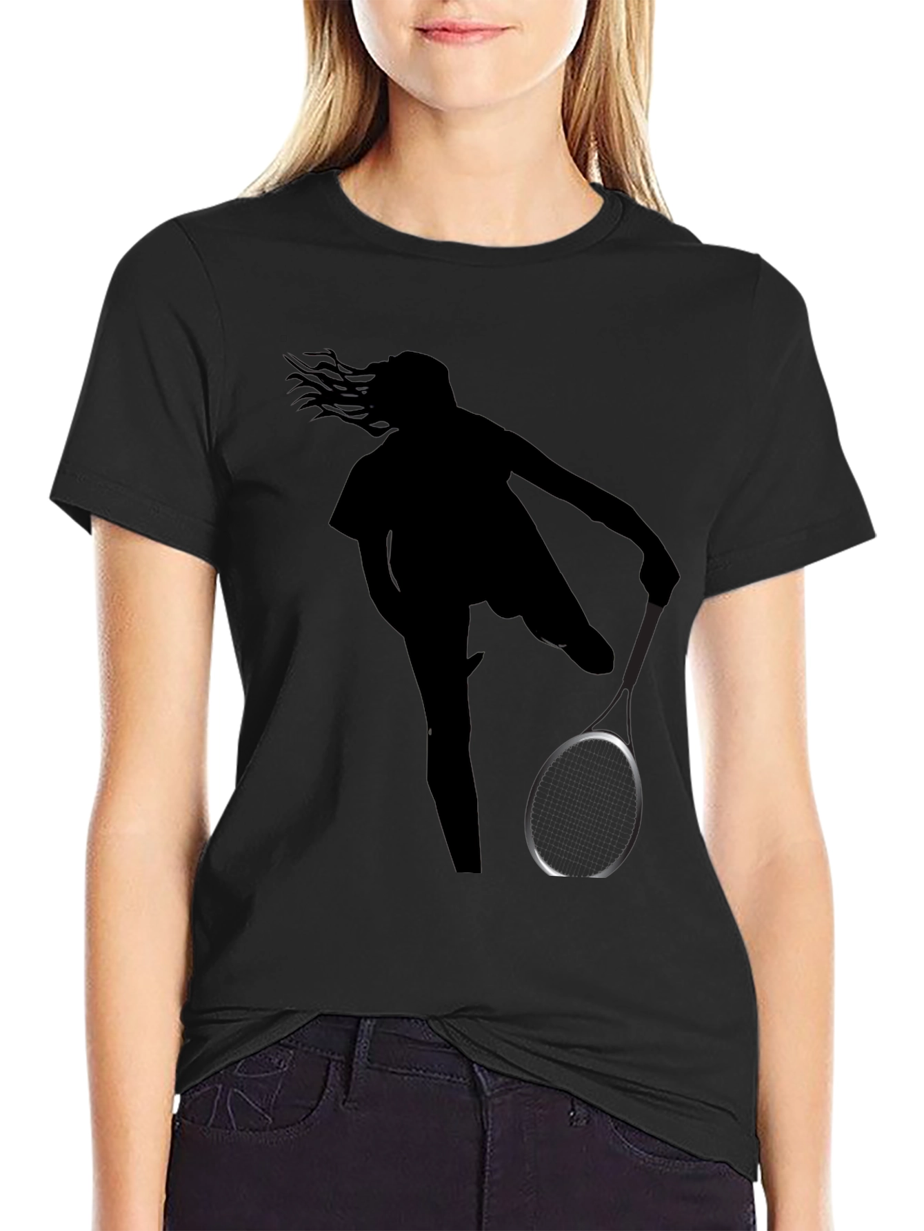 Tennis Player Silhouette Graphic T-Shirt