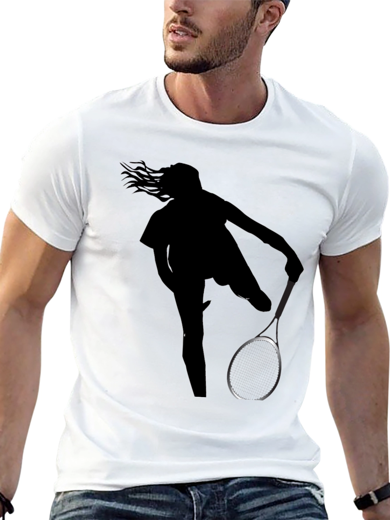 Tennis Player Silhouette Graphic T-Shirt