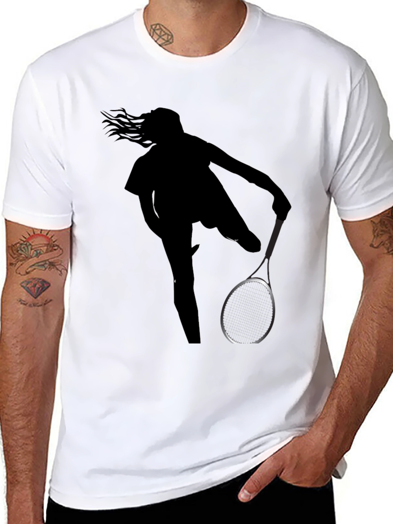 Tennis Player Silhouette Graphic T-Shirt