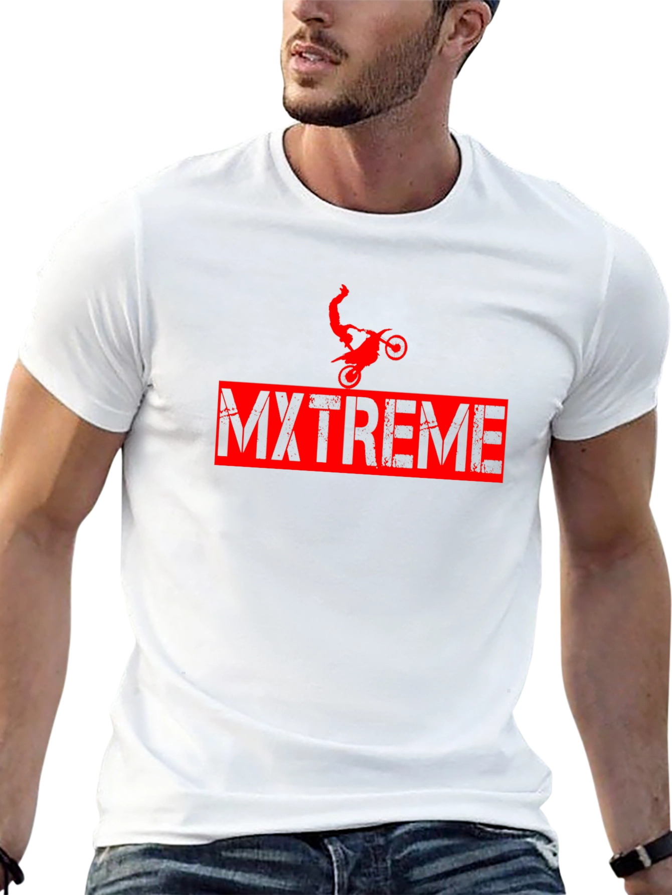 MXTREME Black Graphic Tee - Motocross Stunt Design