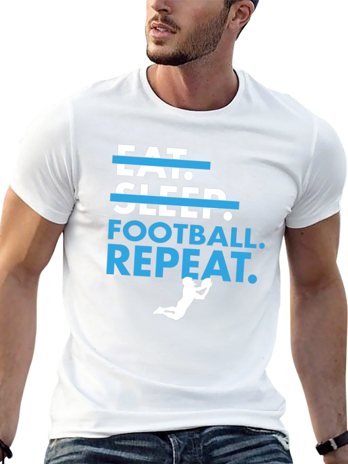 Eat Sleep Football Repeat T-Shirt Graphic Tee