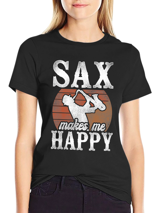 Saxophone T-Shirt: SAX makes me HAPPY Graphic Tee