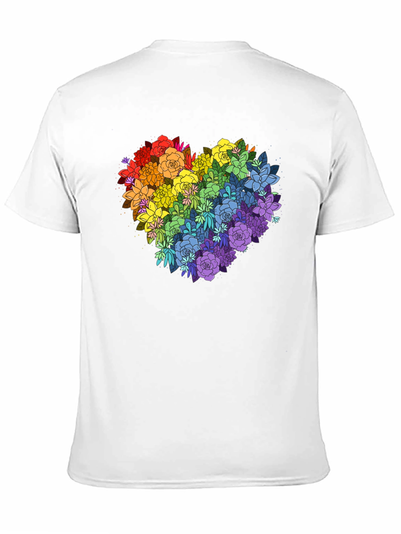 Rainbow Floral Heart Graphic Tee - Black