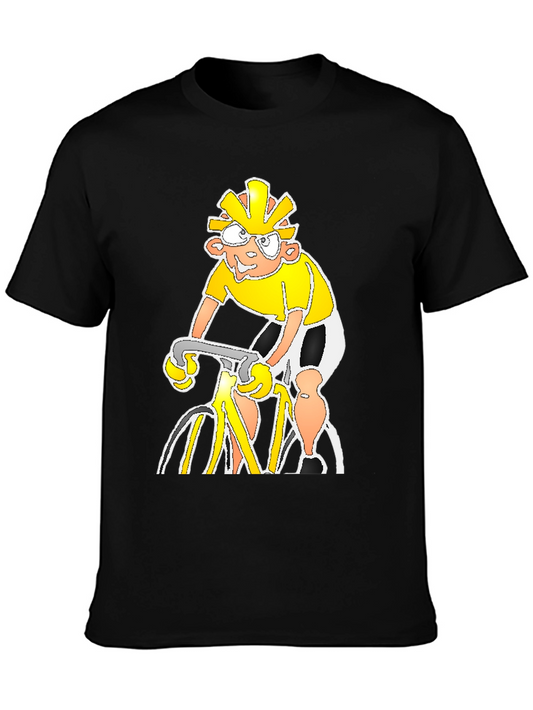 Cartoon Cyclist Black T-Shirt
