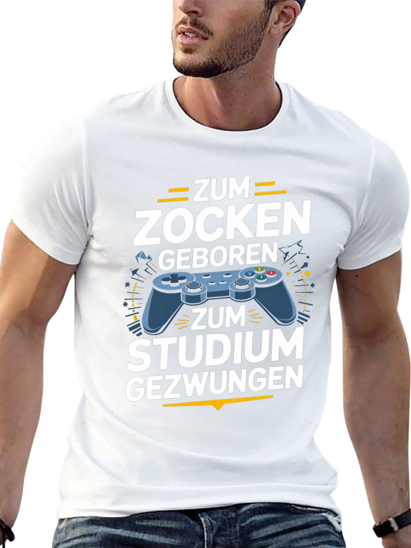 Gamer T-Shirt - Zum Zocken Geboren Studium Gezwungen