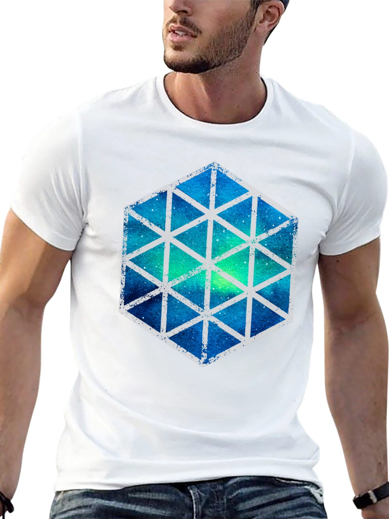 Geometric Galaxy T-Shirt - Stylish Mens Tee