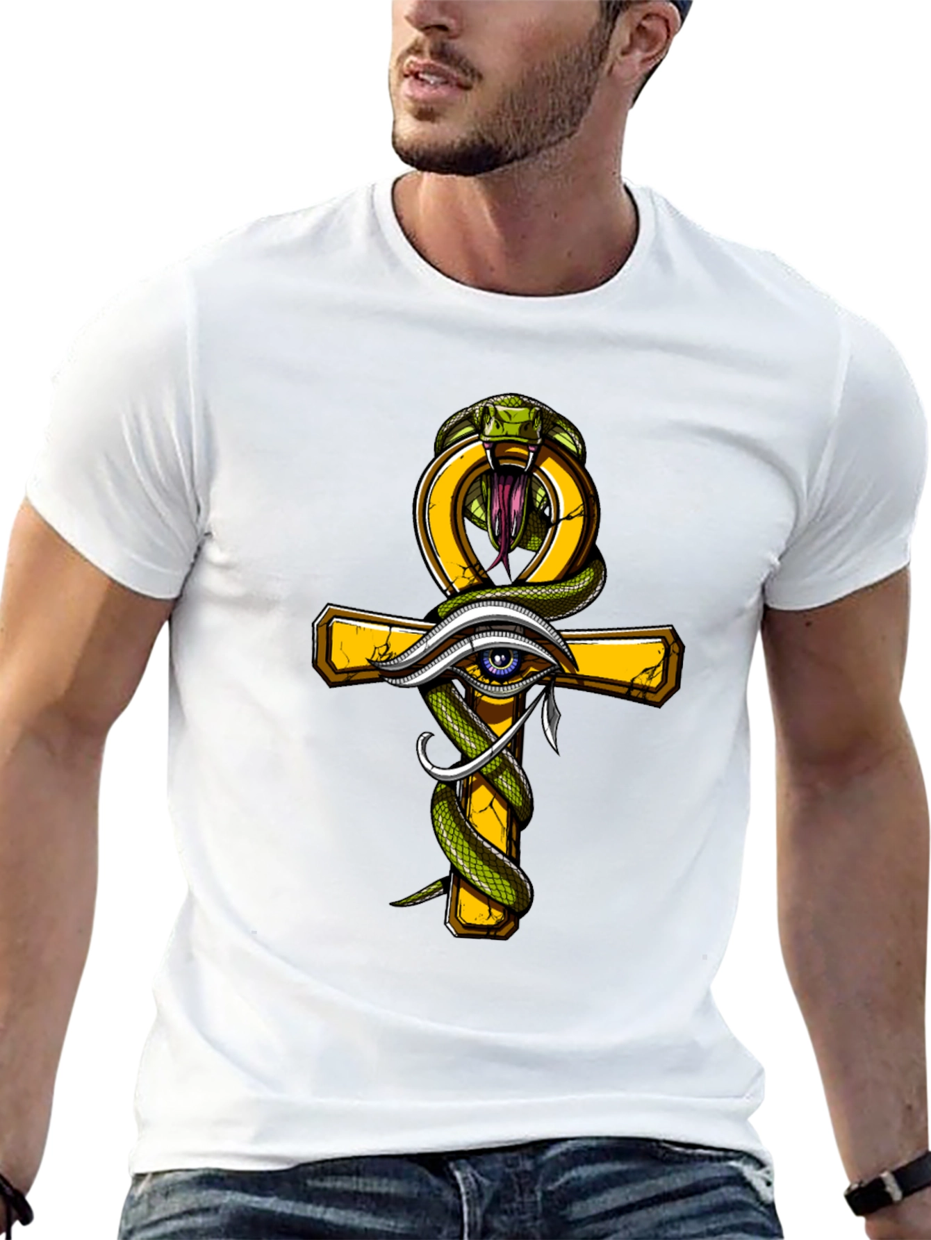 Egyptian Ankh Eye of Horus Cobra Graphic Tee