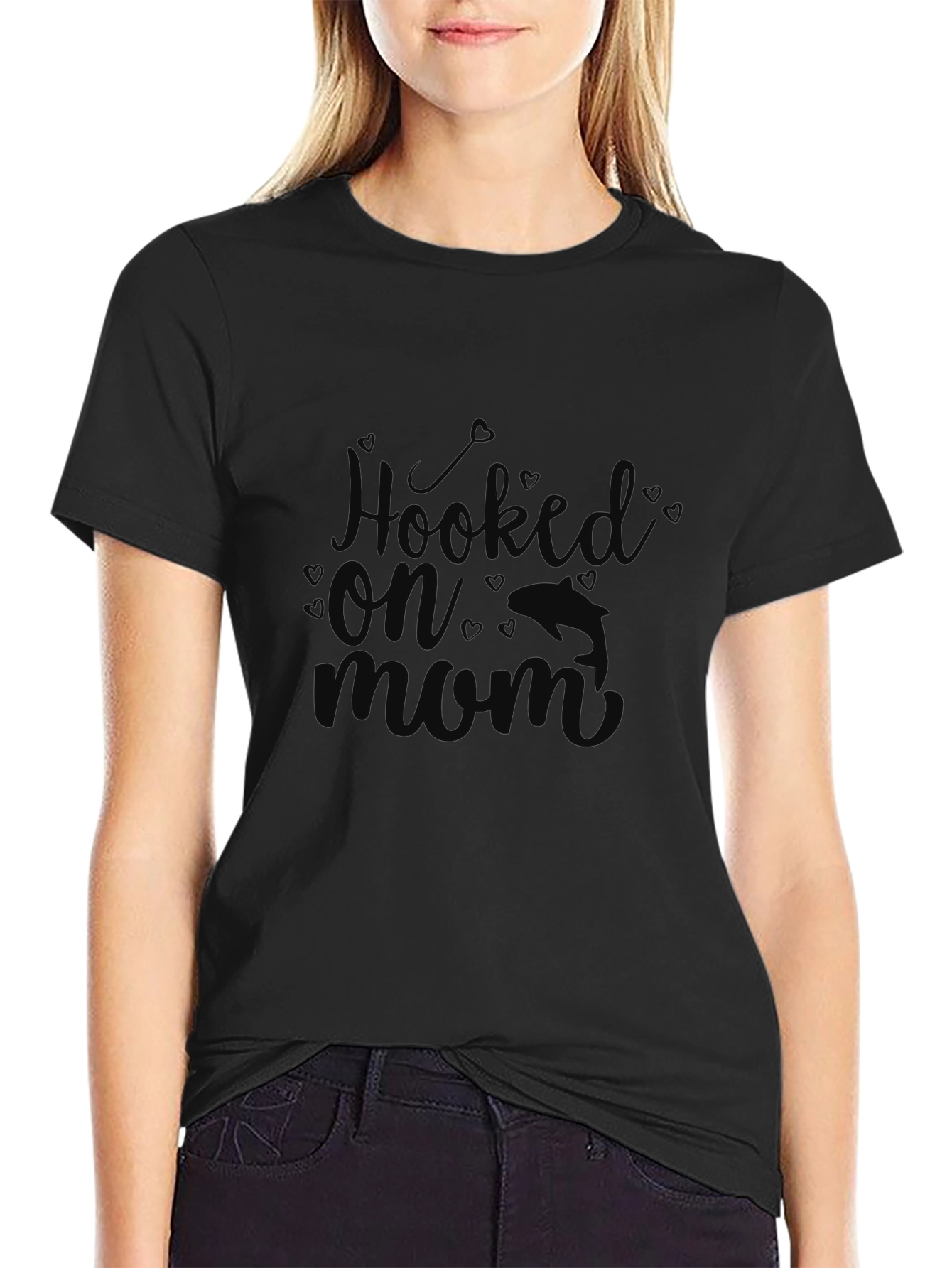 Hooked on Mom Black Graphic Tee