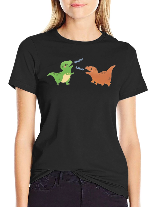 Dinosaur Rawr Graphic Tee - Black Cotton T-Shirt