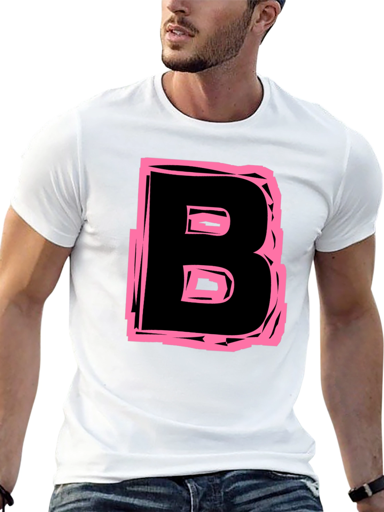Bold Letter B Graphic Tee - Black