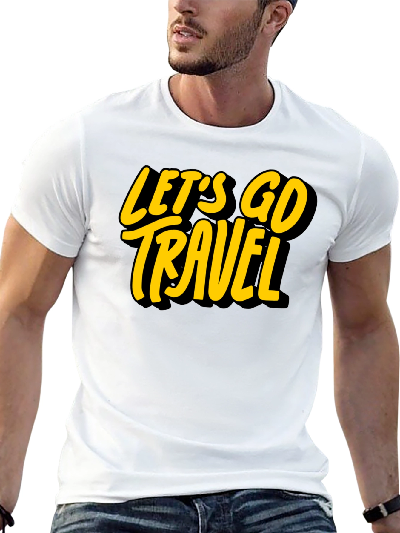 Lets Go Travel Black Graphic Tee Shirt