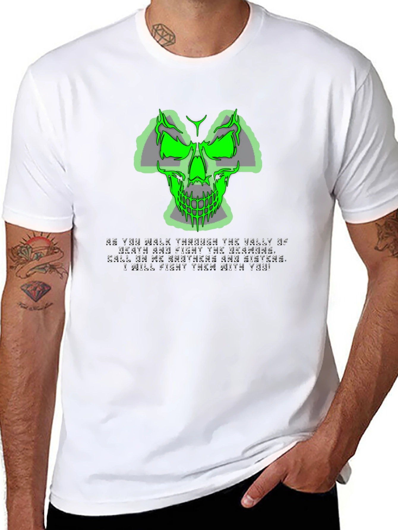 Green Skull Graphic T-Shirt - Mens Black Tee