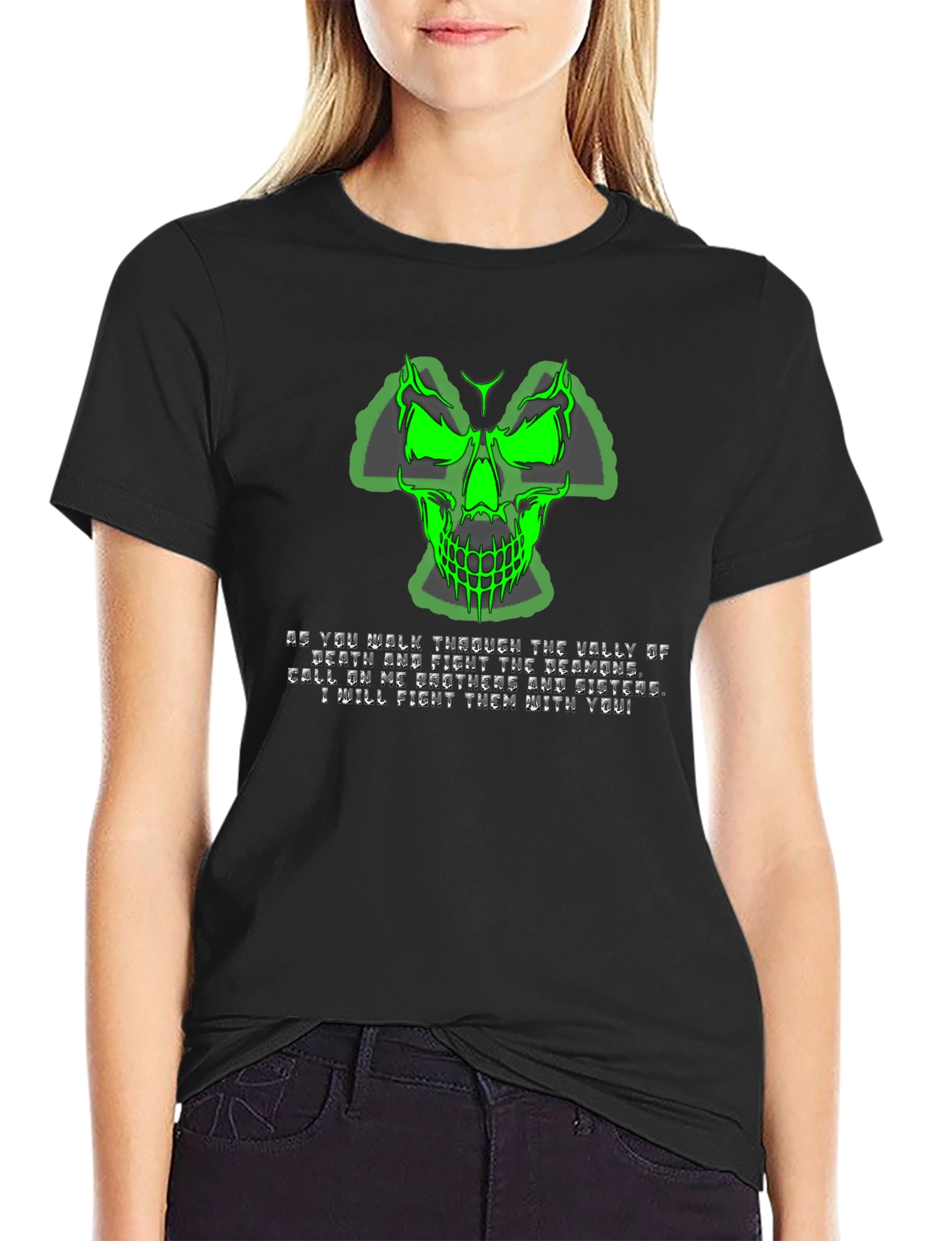 Green Skull Graphic T-Shirt - Mens Black Tee