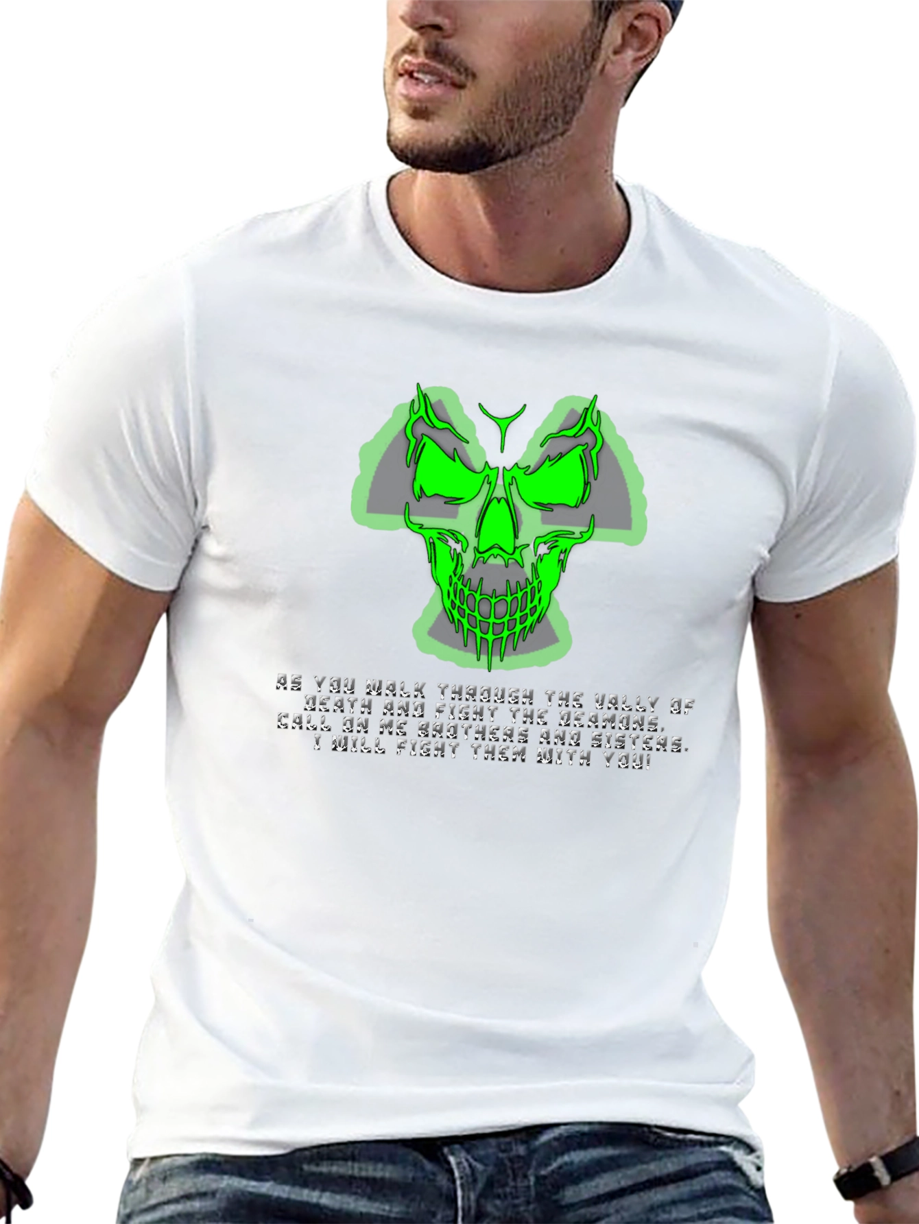 Green Skull Graphic T-Shirt - Mens Black Tee