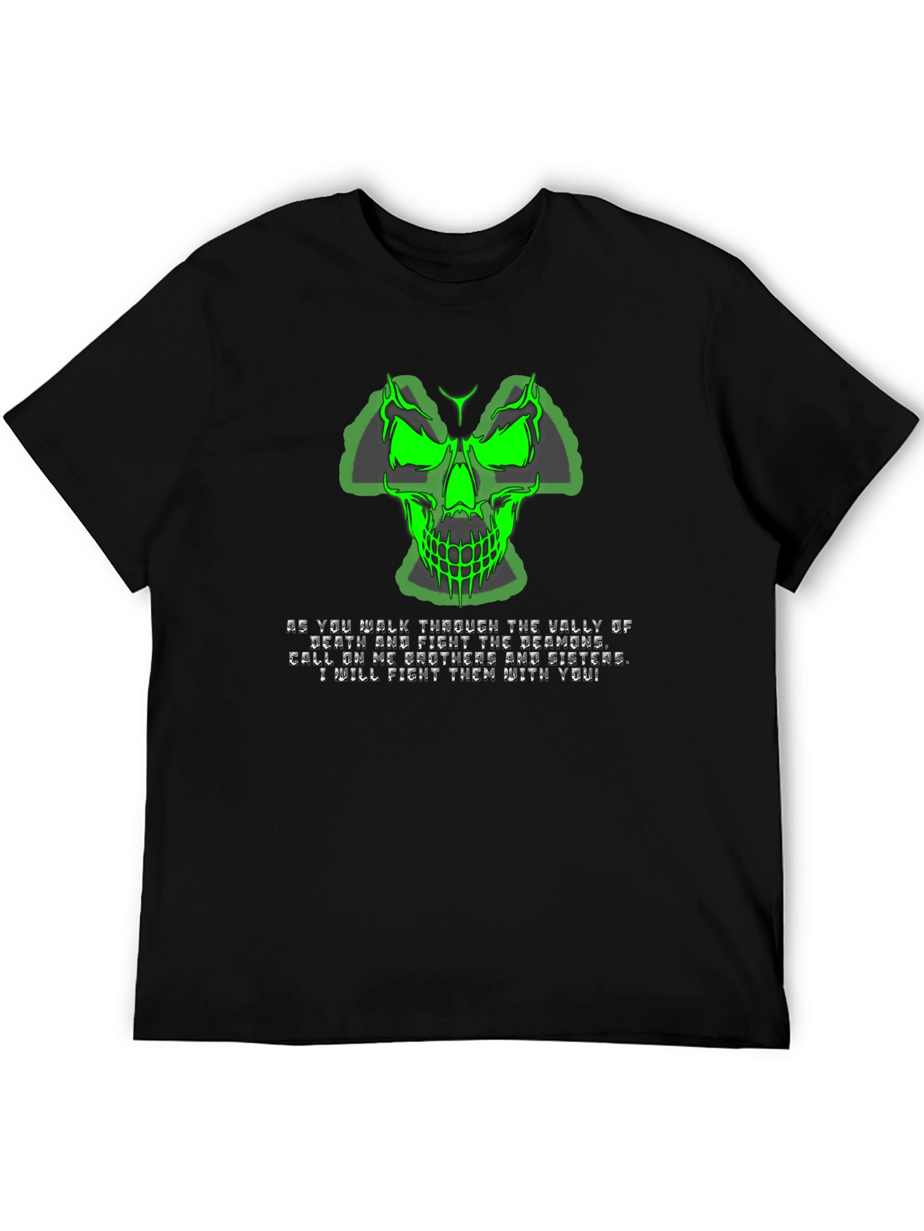 Green Skull Graphic T-Shirt - Mens Black Tee