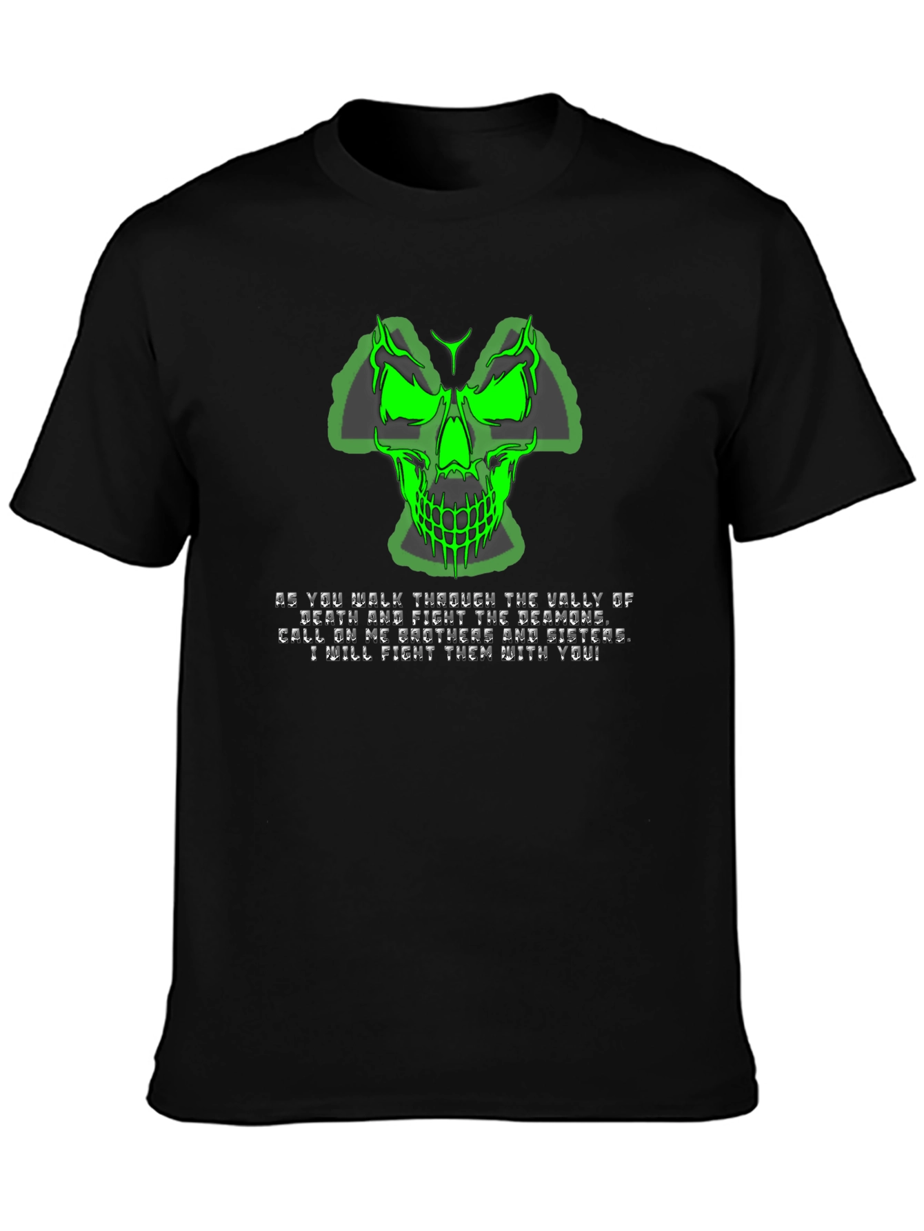 Green Skull Graphic T-Shirt - Mens Black Tee