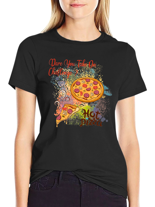Dare You Take On Pizza Challenge Black T-Shirt