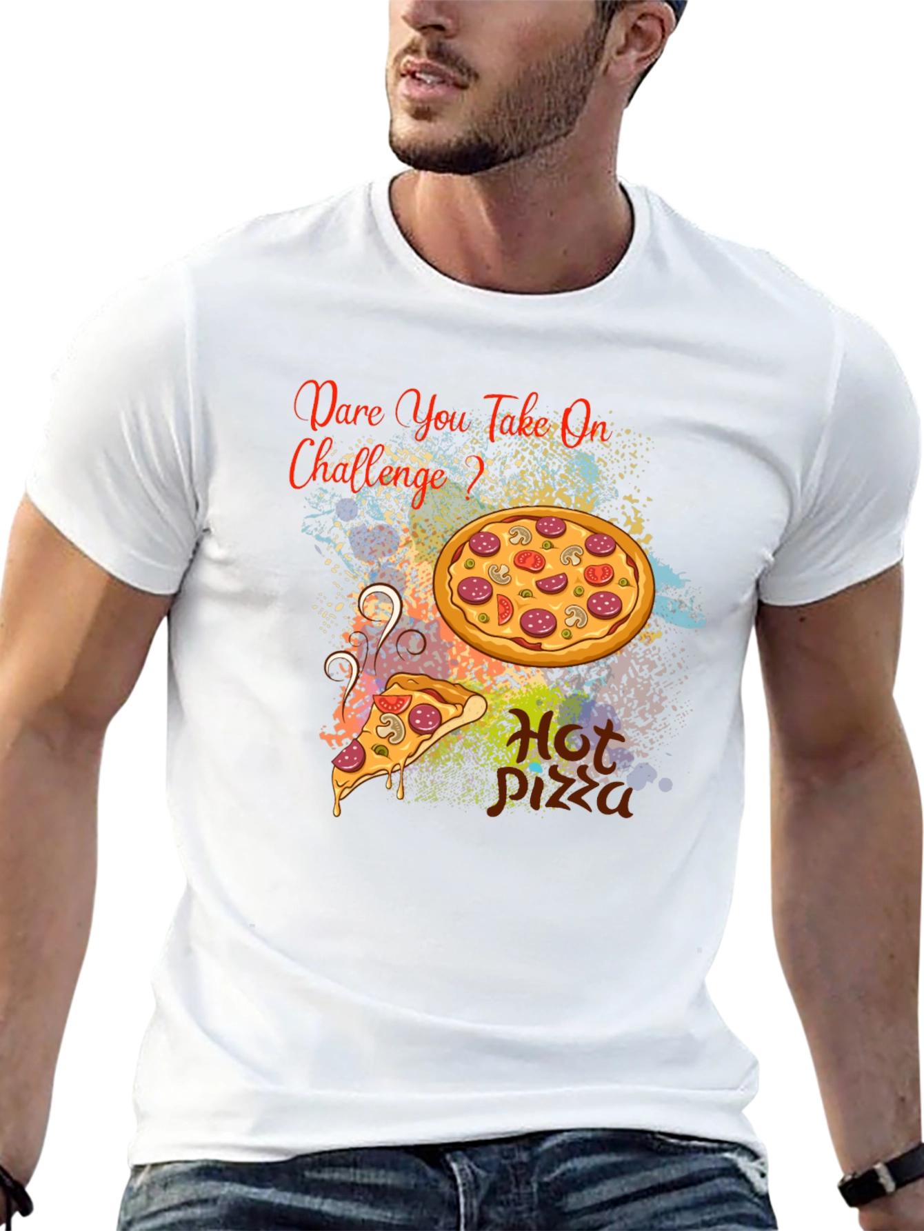 Dare You Take On Pizza Challenge Black T-Shirt