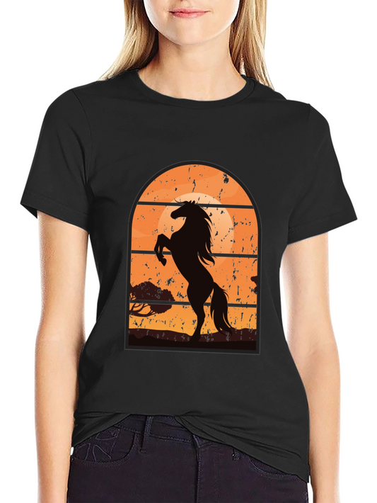Horse Sunset Graphic T-Shirt