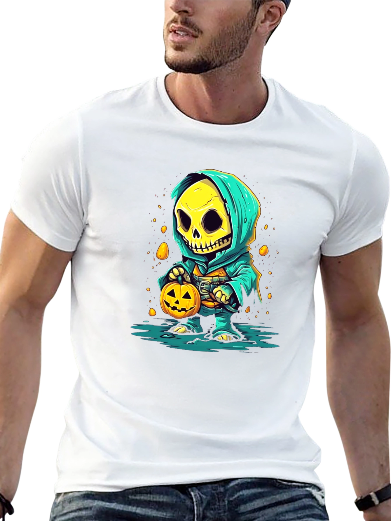 Halloween Skeleton in Hoodie T-Shirt