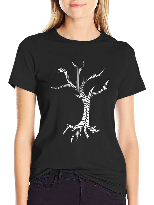 Abstract Tree Graphic Tee - Black Cotton T-Shirt