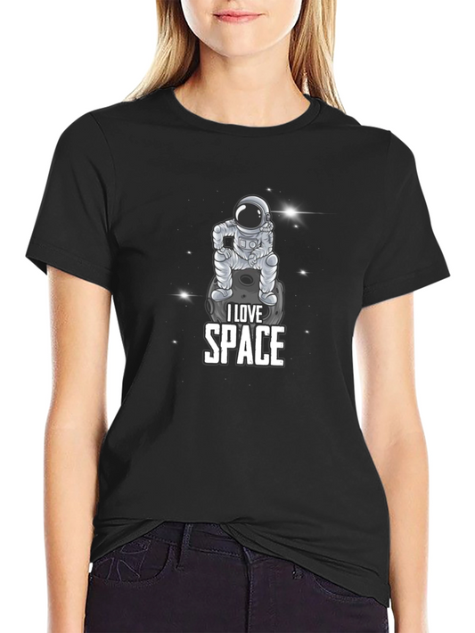 I Love Space Astronaut Graphic Black T-Shirt