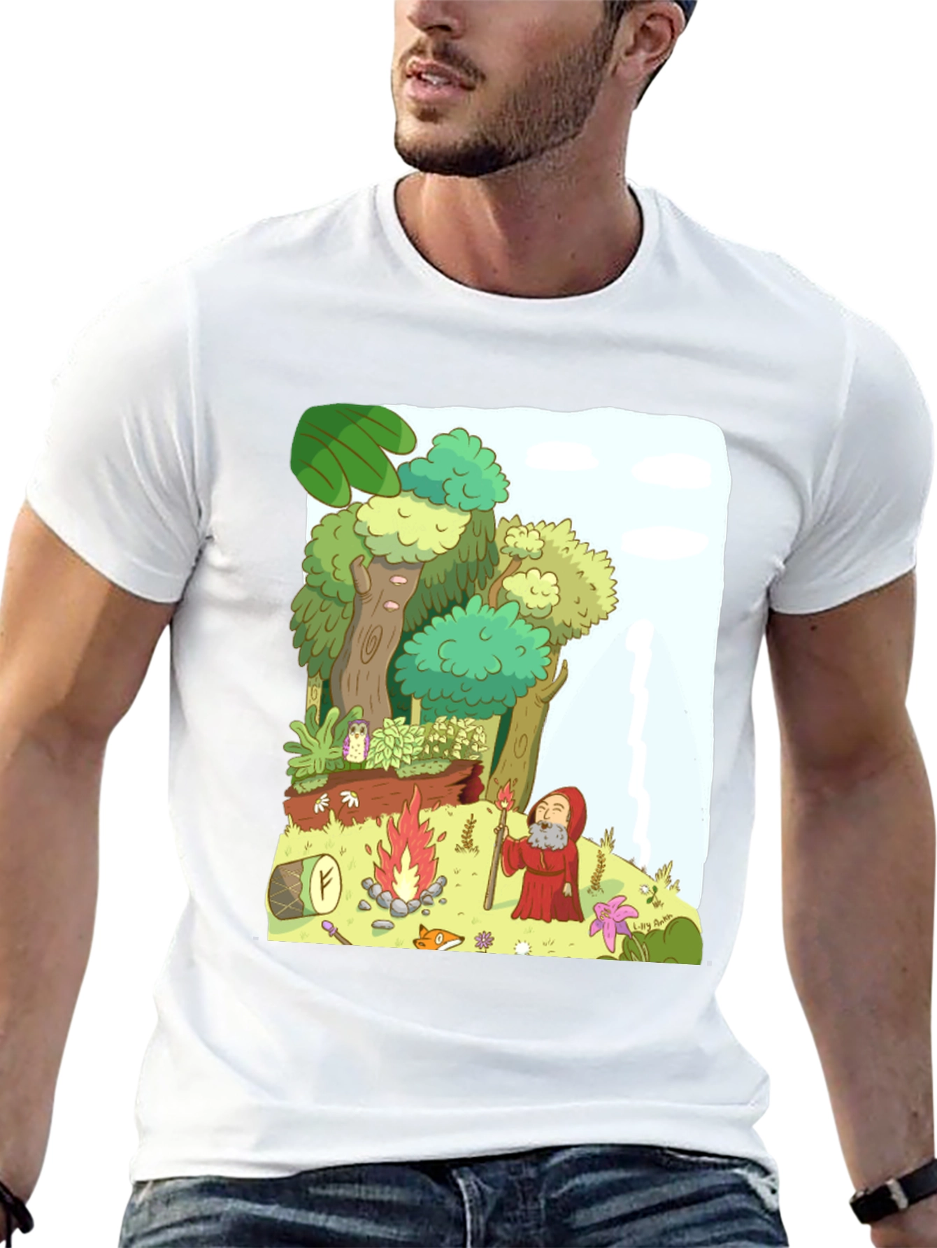 Cartoon Forest Campfire T-Shirt