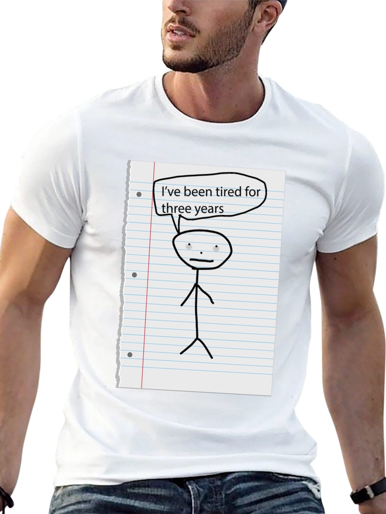 Tired For Three Years Stick Figure Graphic Tee
