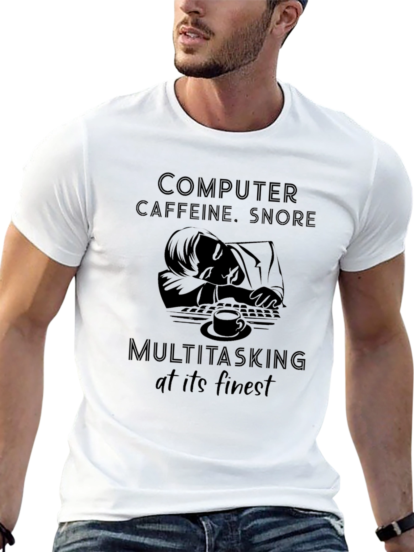 Computer Caffeine Snore Multitasking T-Shirt