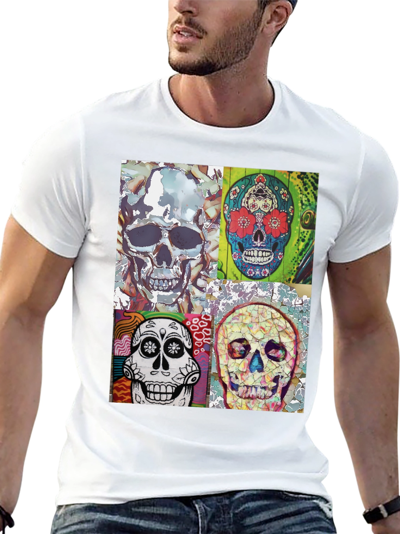 Sugar Skull Tee - Artistic Skull Design