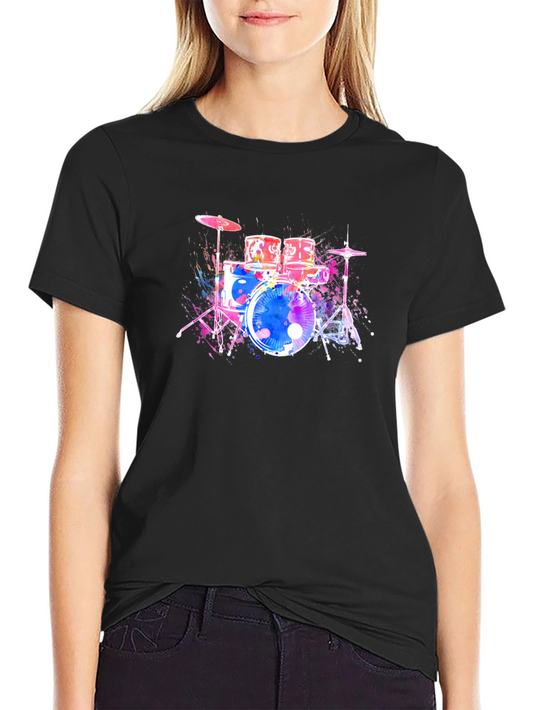 Vibrant Drum Set Graphic T-Shirt - Music Lover Tee