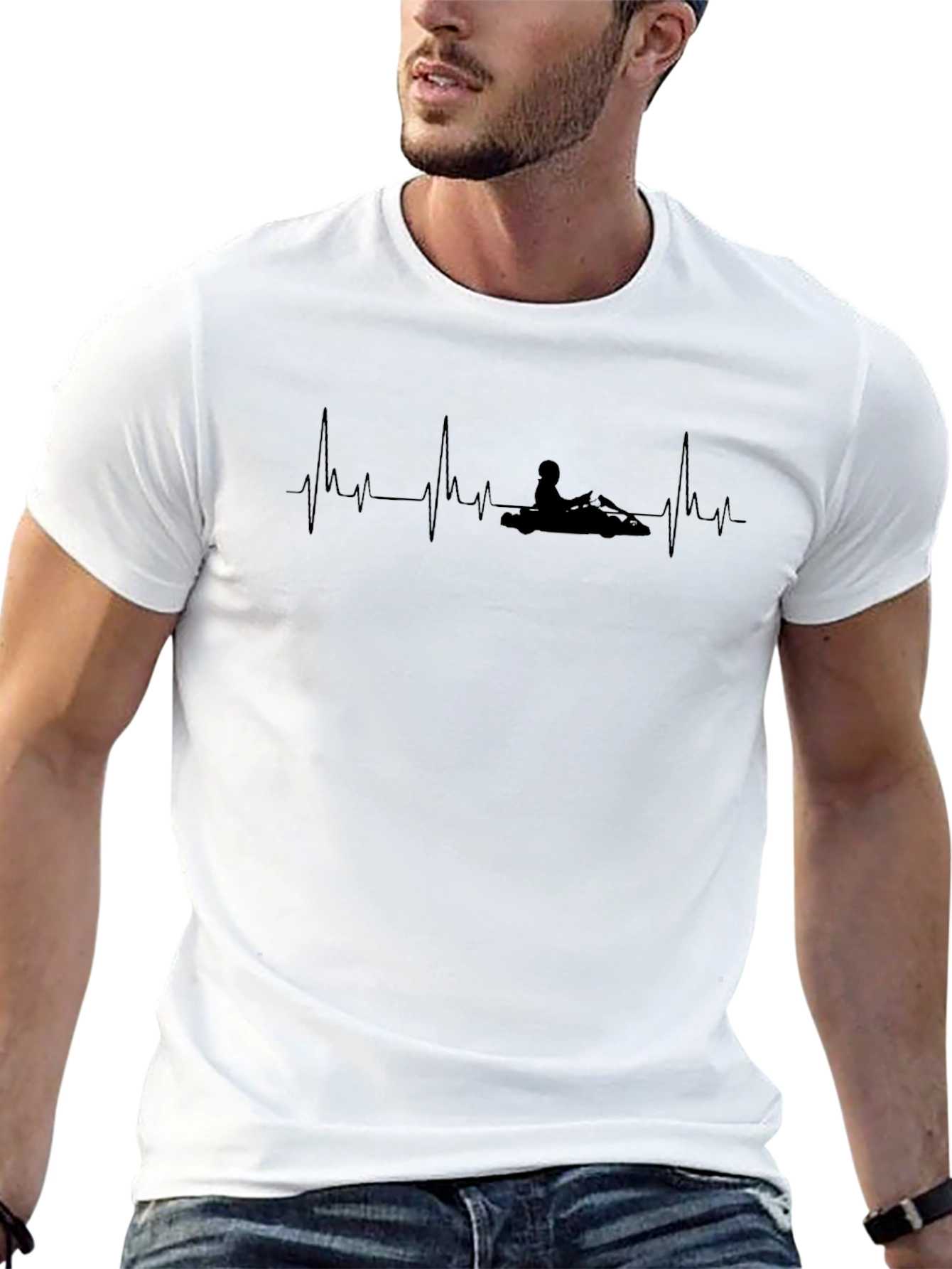 Go Kart Heartbeat T-Shirt - Racing Pulse Tee