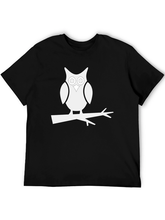 Owl on Branch Black T-Shirt