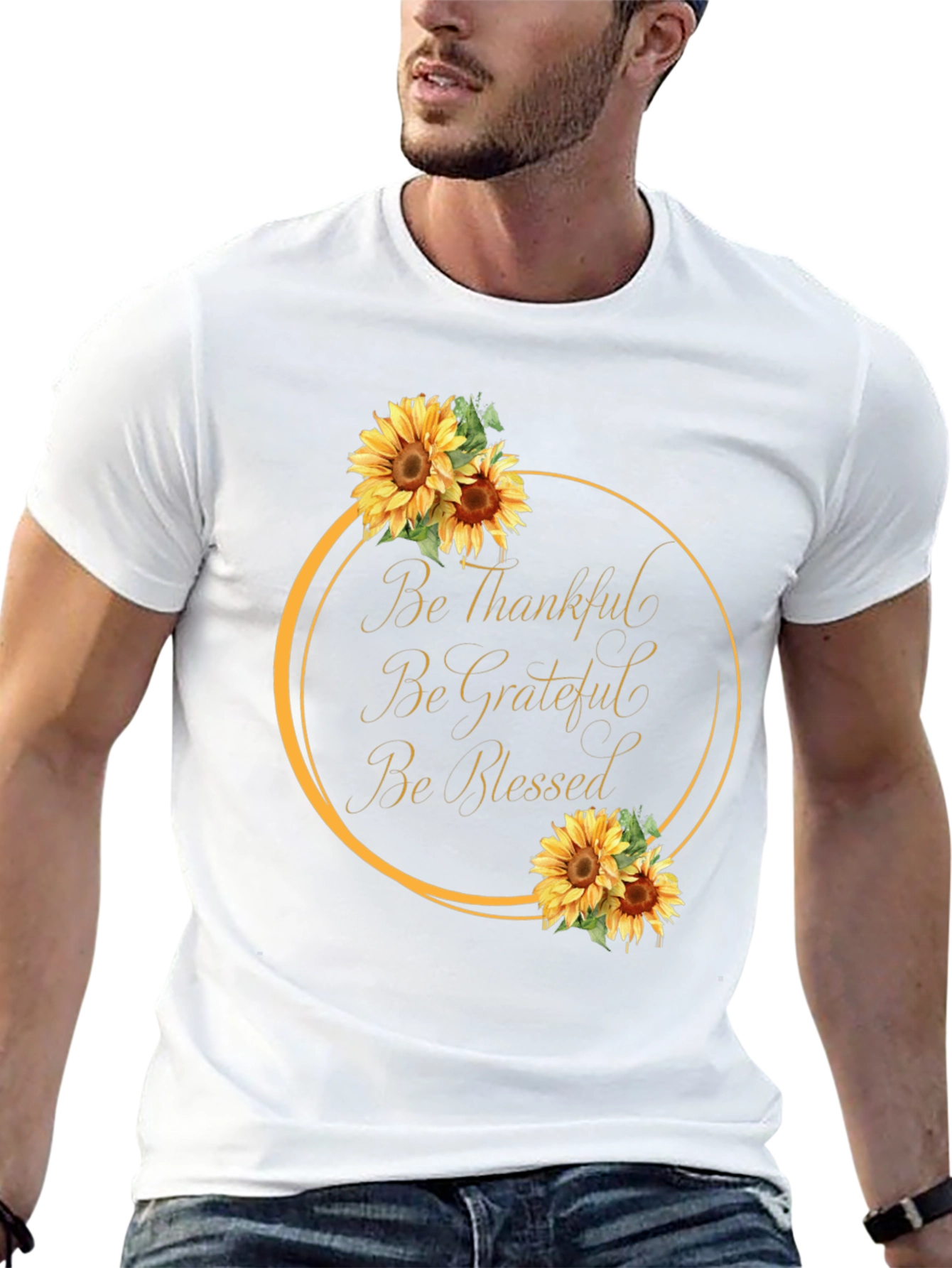 Thankful Grateful Blessed Sunflower Graphic Tee