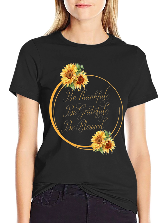 Thankful Grateful Blessed Sunflower Graphic Tee