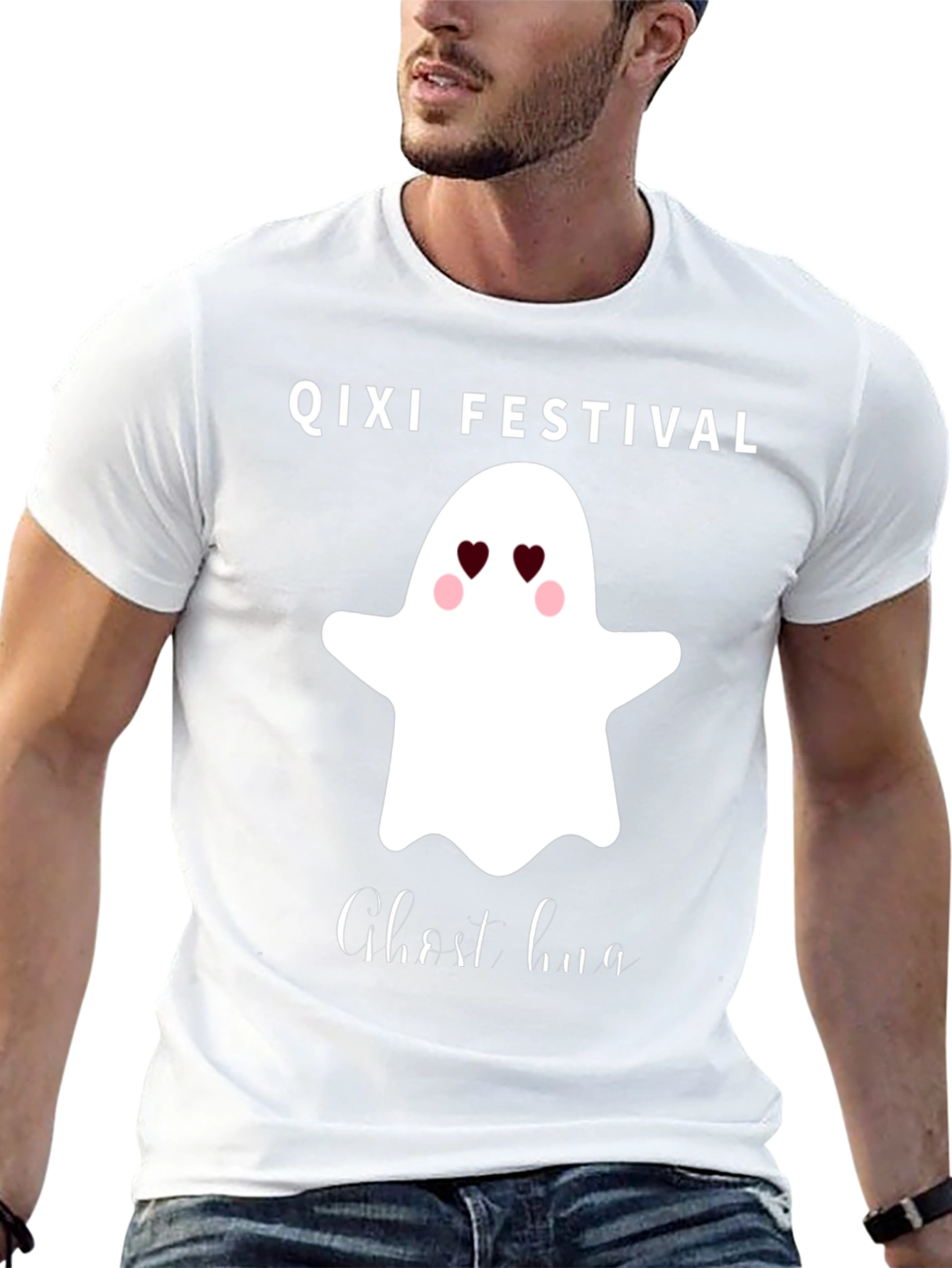 Qixi Festival Ghost Hug Black T-Shirt
