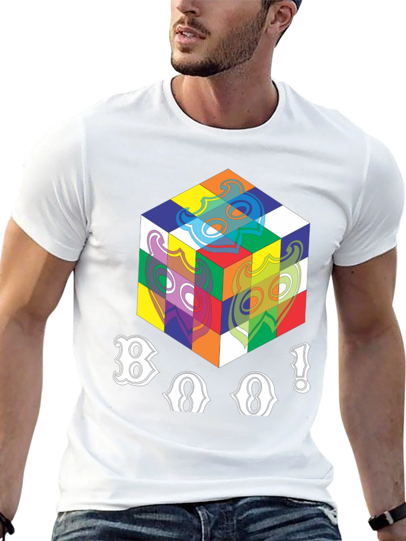 Abstract Cube Graphic T-Shirt - Black