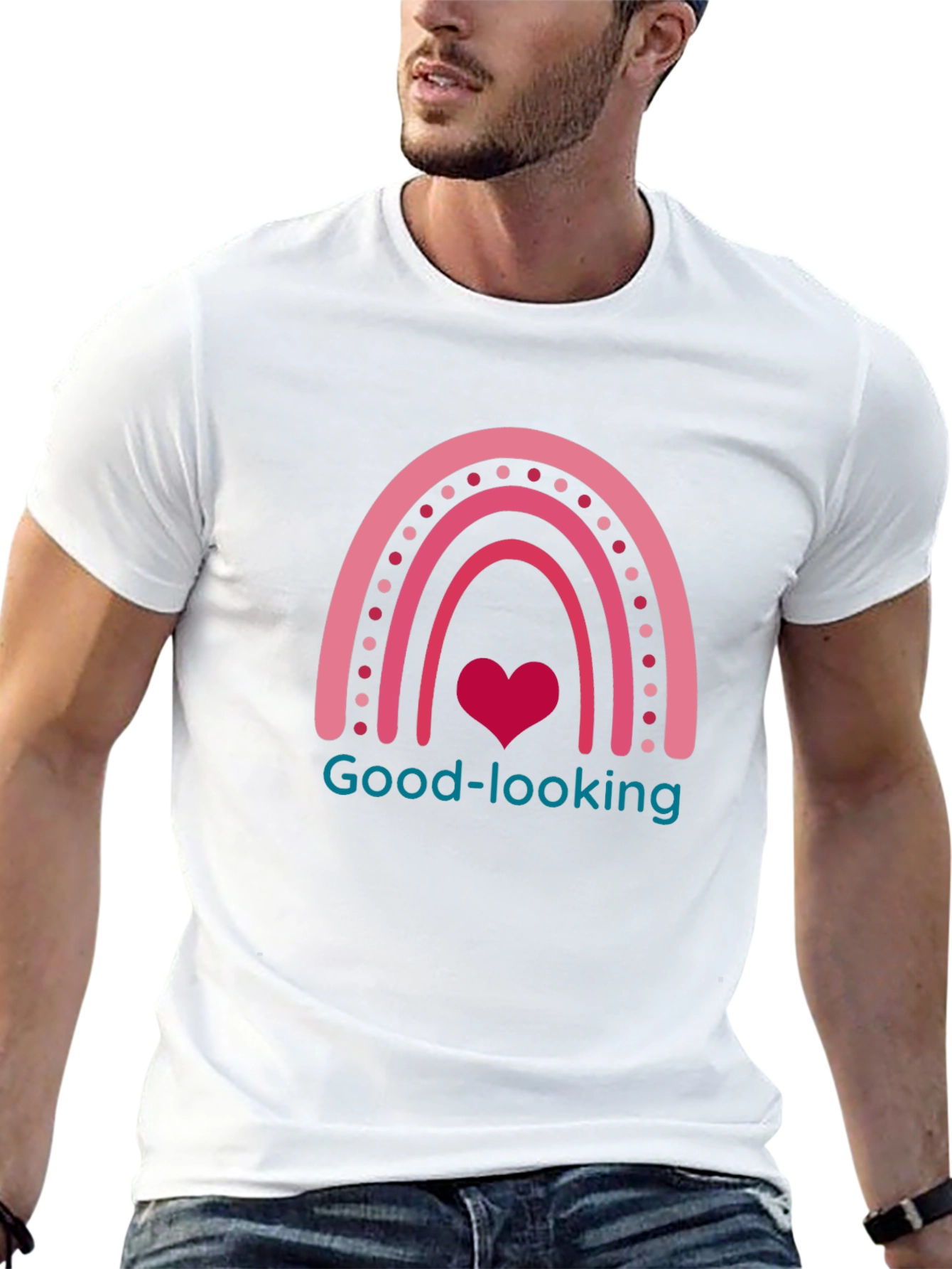 Good-looking Rainbow Heart Black T-Shirt