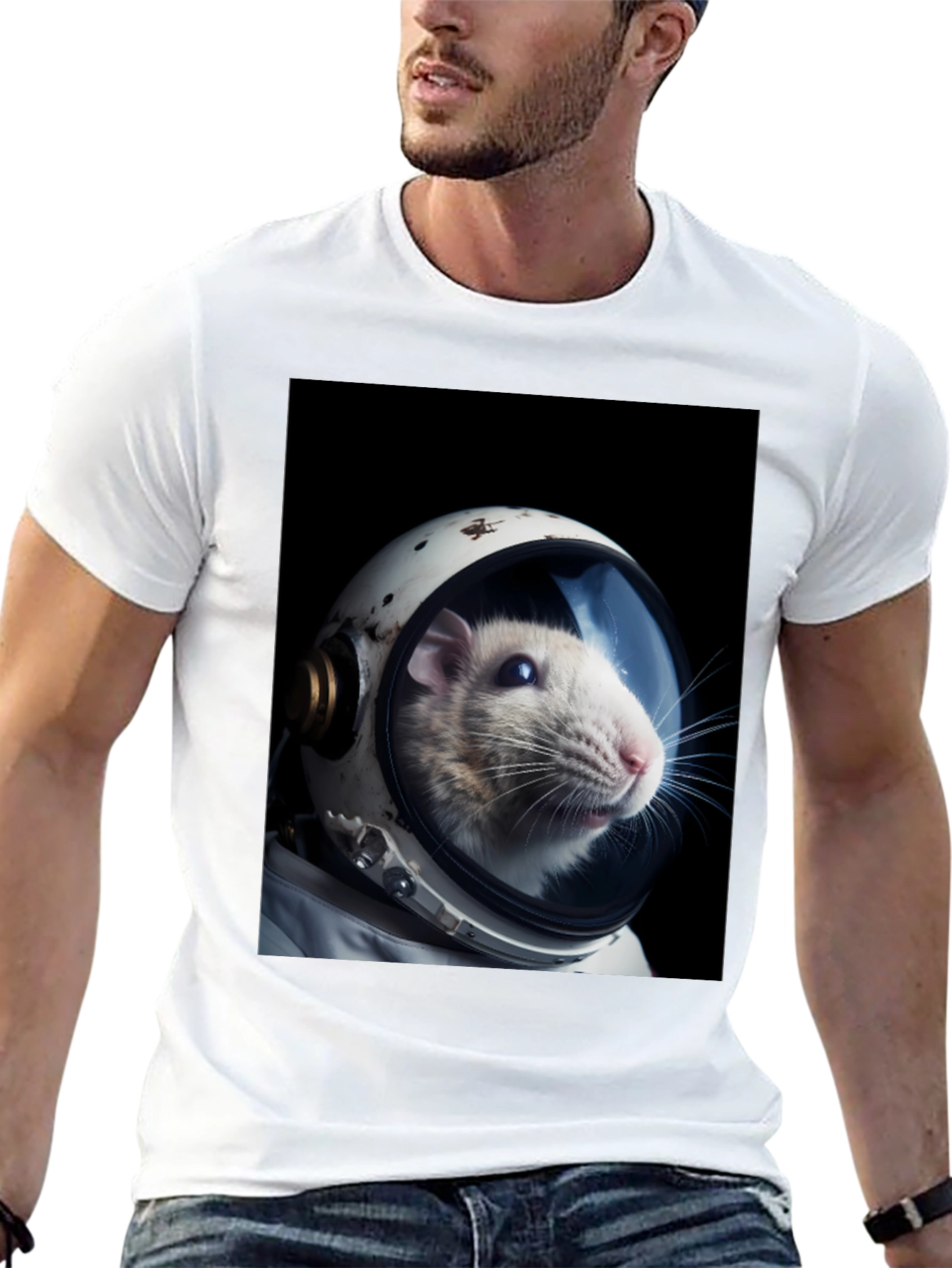 Rat Astronaut Black T-Shirt - Space Explorer