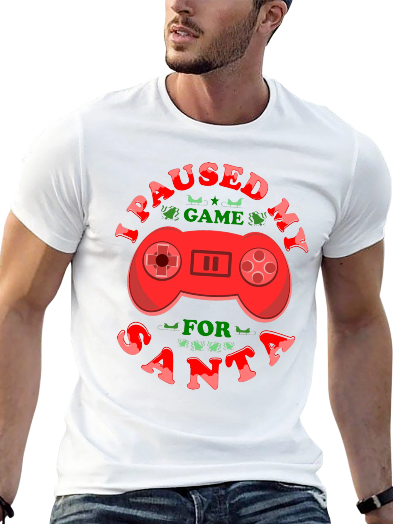 I Paused My Game For Santa Black T-Shirt