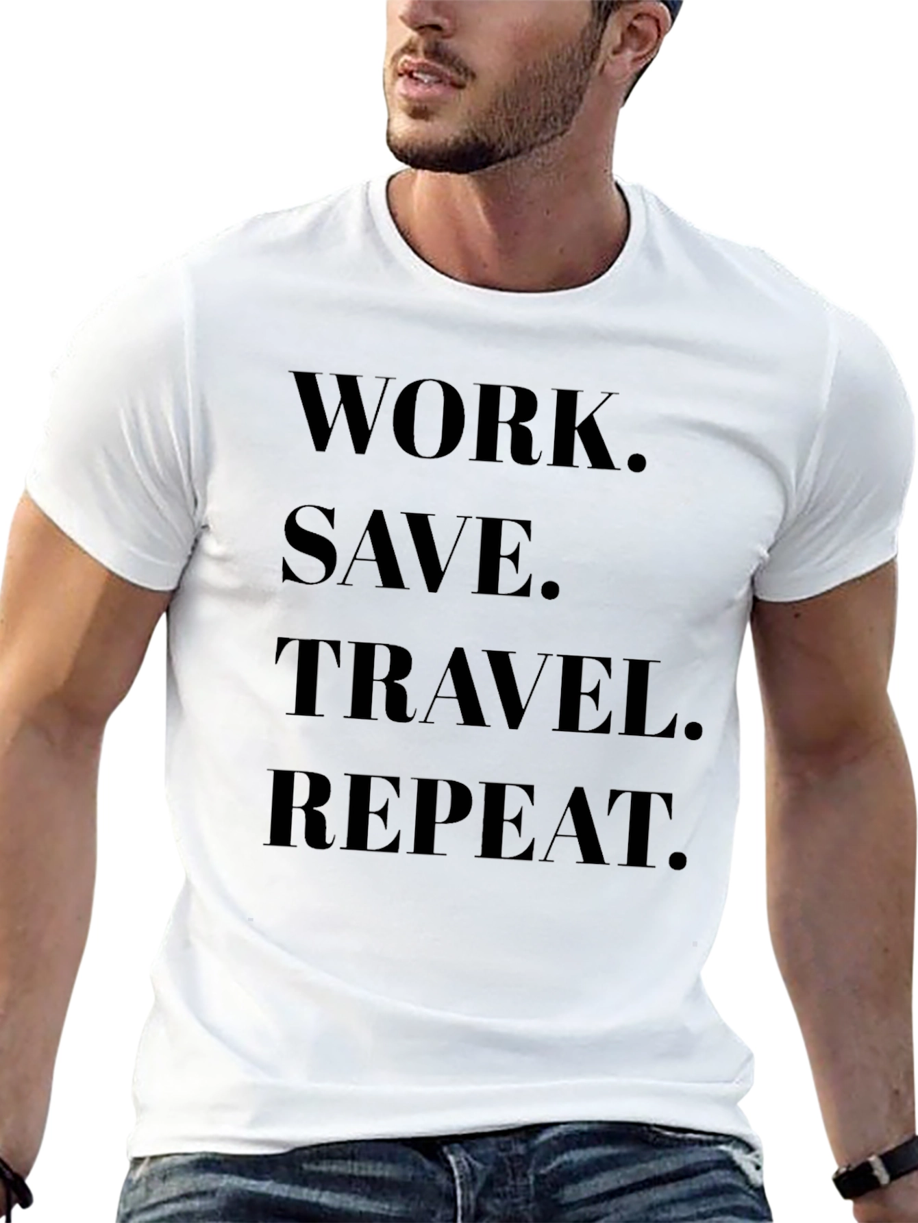 Work Save Travel Repeat Black Graphic Tee