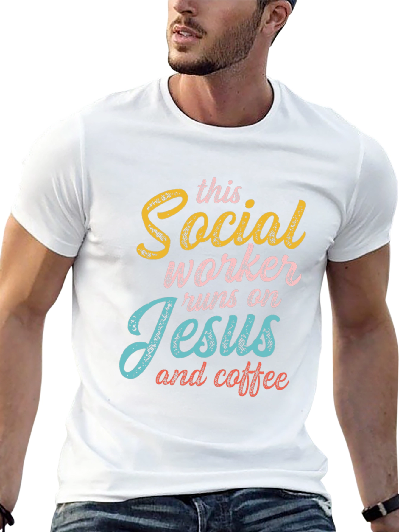 Social Worker Jesus & Coffee Graphic T-Shirt