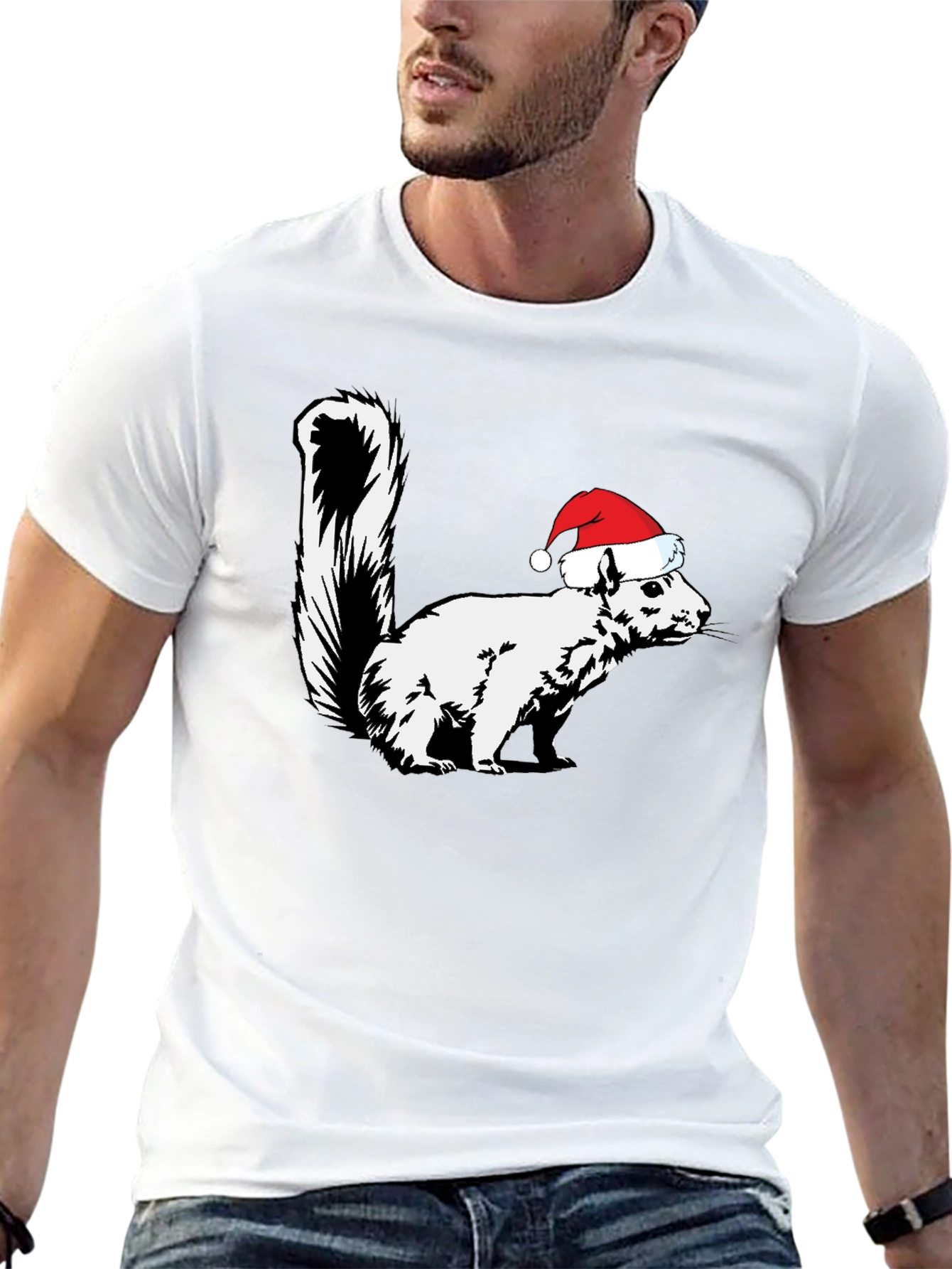 Squirrel Santa Hat Graphic Tee