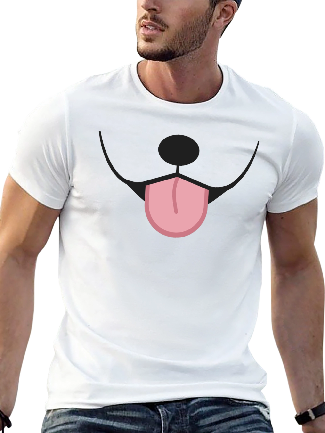 Funny Dog Face Graphic Black T-Shirt