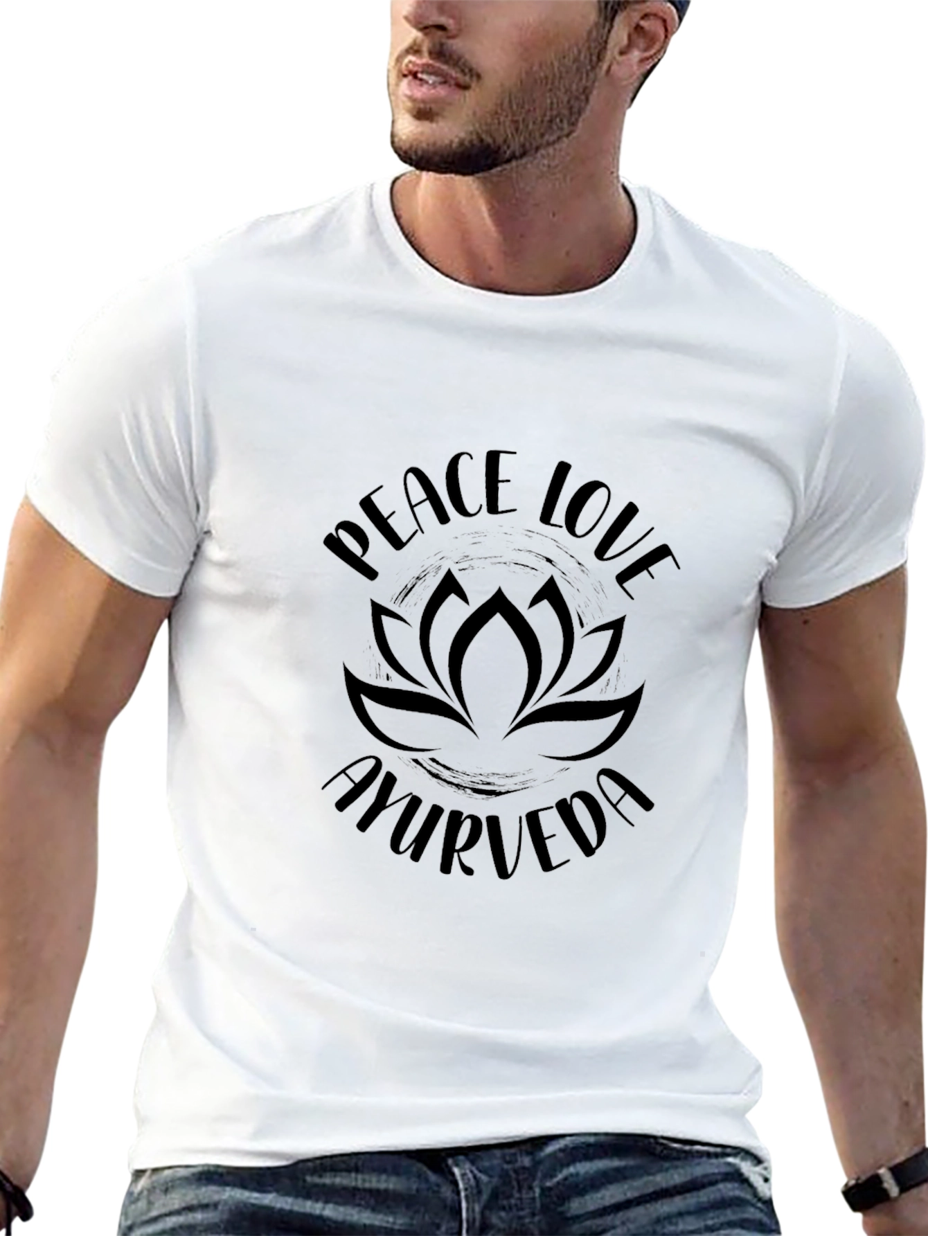 Peace Love Ayurveda Graphic Tee - Black