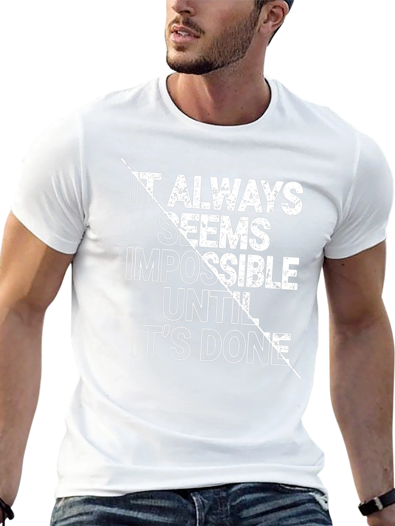 Motivational Black T-Shirt: Impossible Until Done